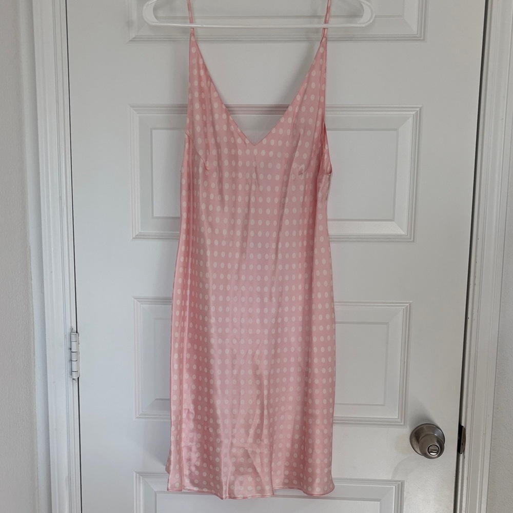 Vintage iNSiLK pink polkadot, 100% silk size large